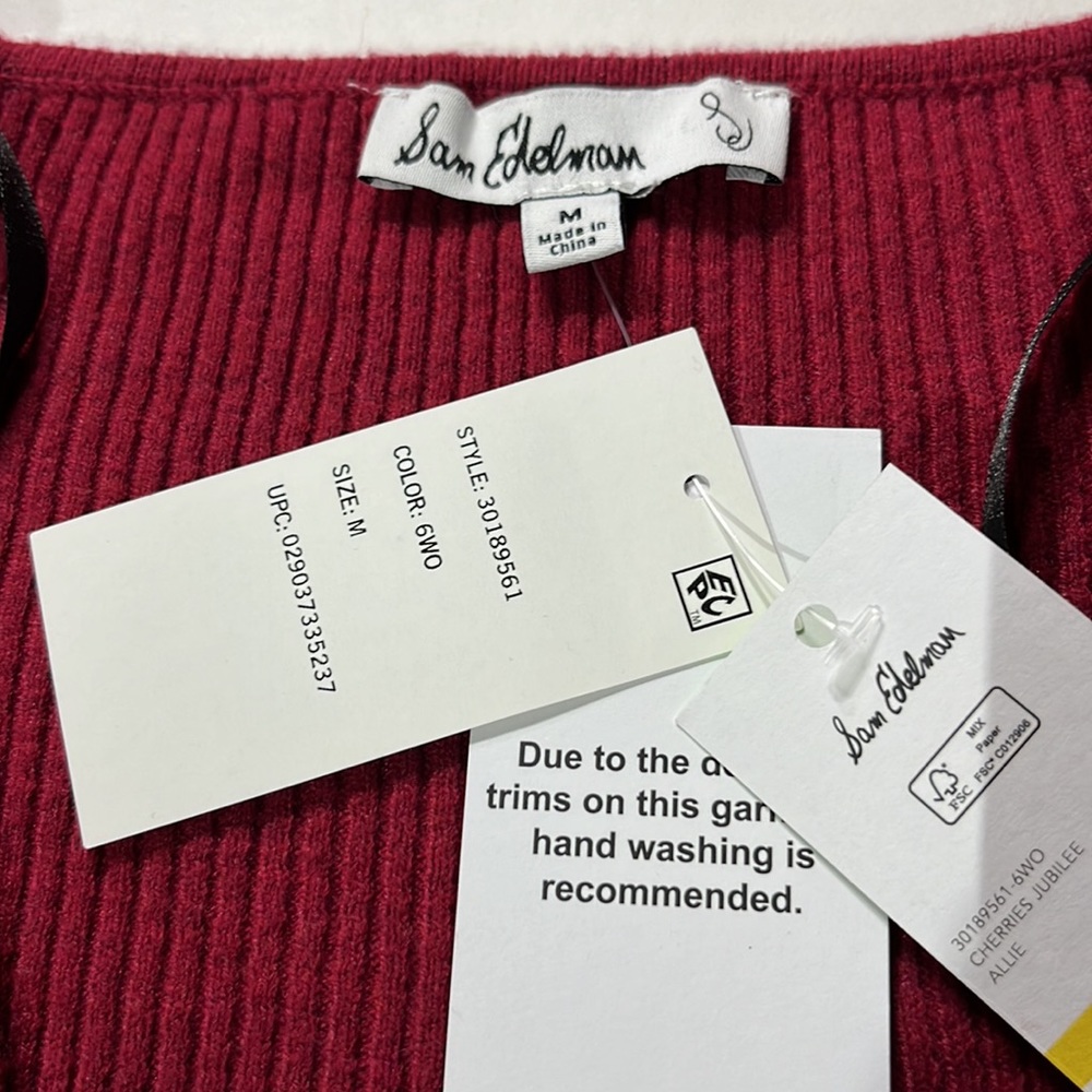 Sam Edelman Allie Cherries Jubilee long sleeved cropped sweater & midi dress med - Picture 9 of 16